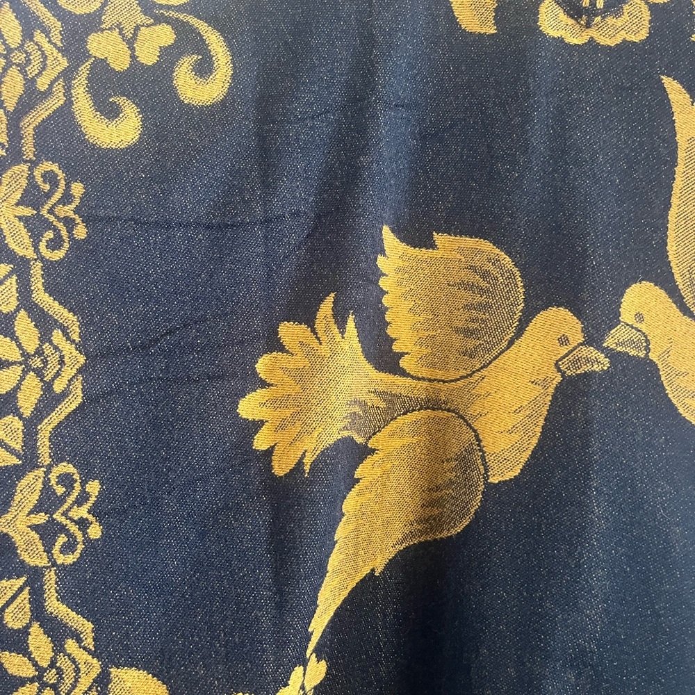 VTG Boho Hippie Festival Woven Bird Fringe Made In Mexico Kaftan Poncho O/S - Picture 5 of 9